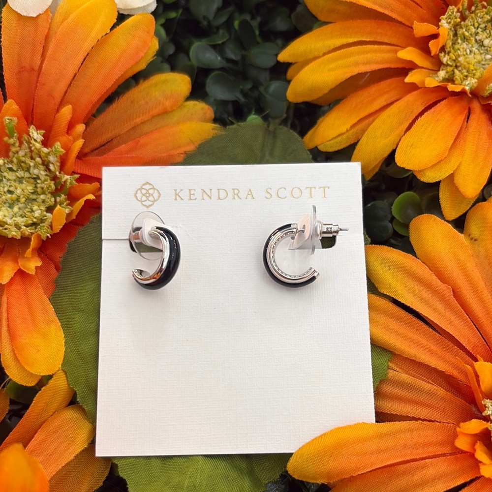 Kendra Scott Ainsley Huggie Rhodium Black